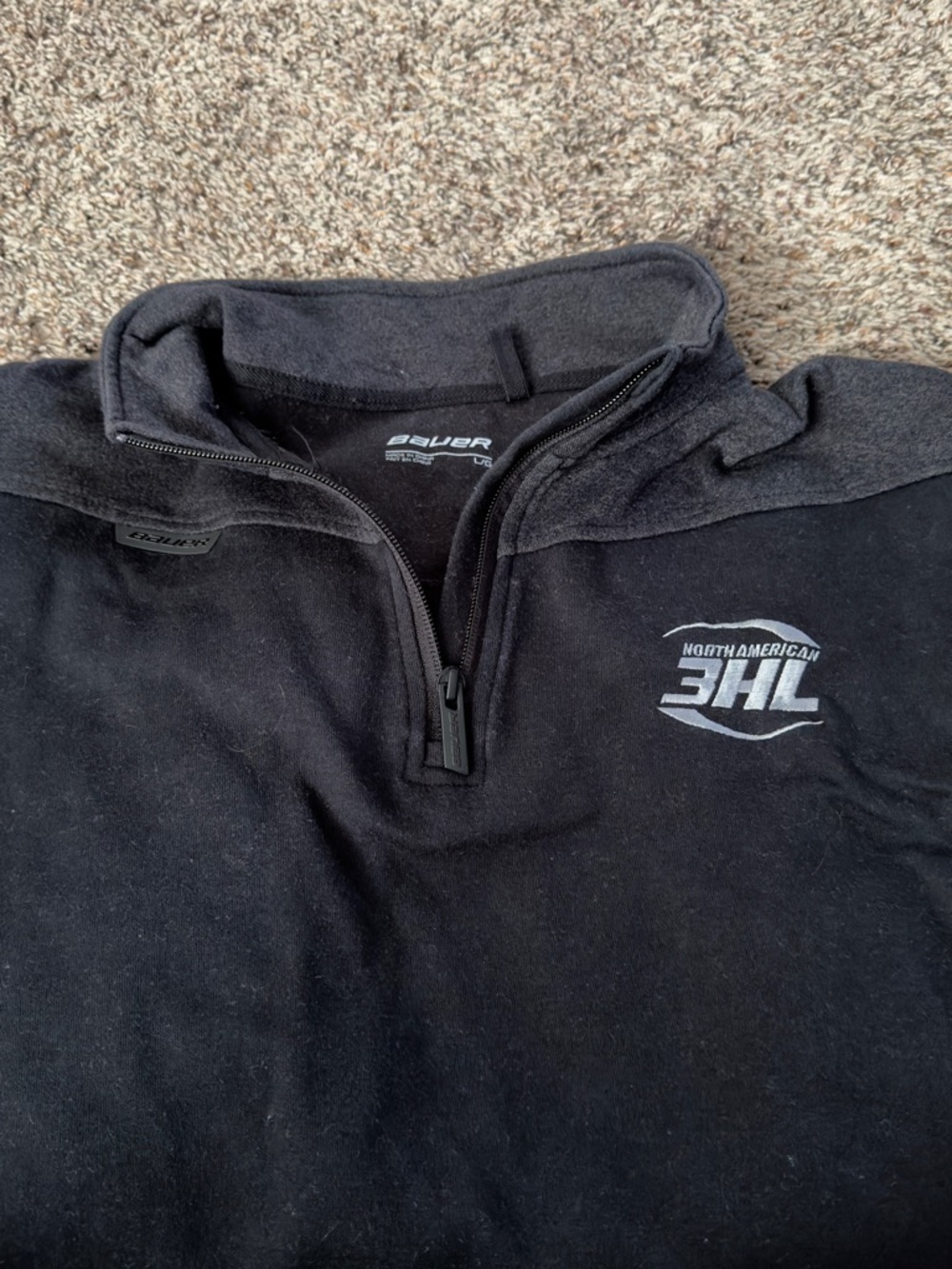 Bauer Men's Black & Dark Gray Quarter-Zip Sweater with NA3HL Logo